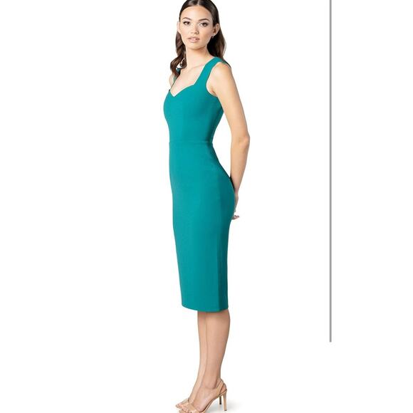 Dress the Population Women's Elle Sweetheart Neck Sheath Midi Dress Capri Medium - Picture 2 of 11